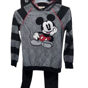 Disney Lux Collection Black/Gray/White/Red Women/Teen PJs with Hood Size Small